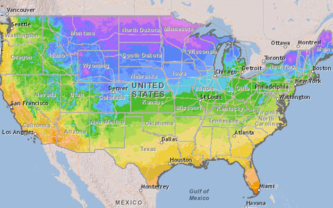 2012 USDA hardiness zone map for tree planting