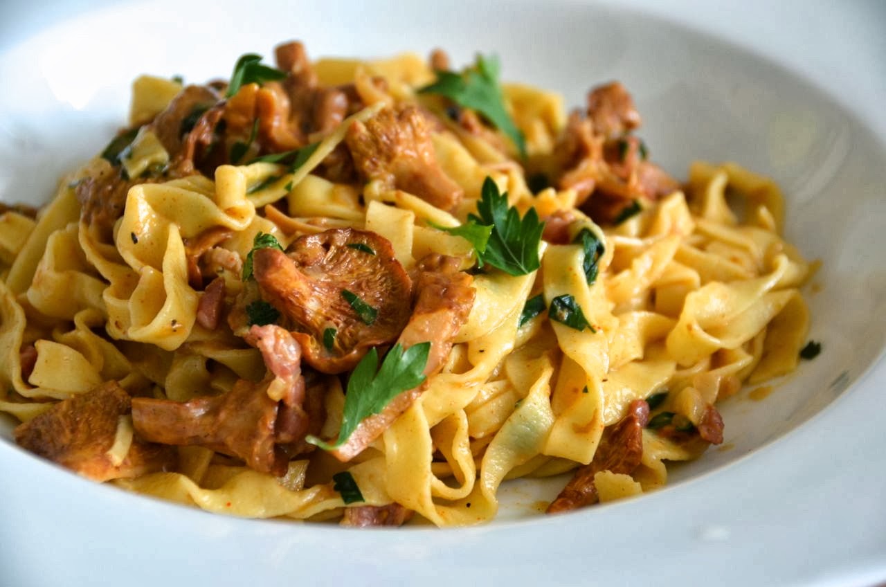 PIZZA FOR BREAKFAST HOMEMADE TAGLIATELLE WITH CHANTERELLE MUSHROOMS