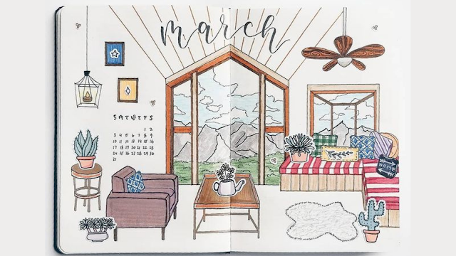 March 2021 Bujo | Cozy Home Vibes Theme