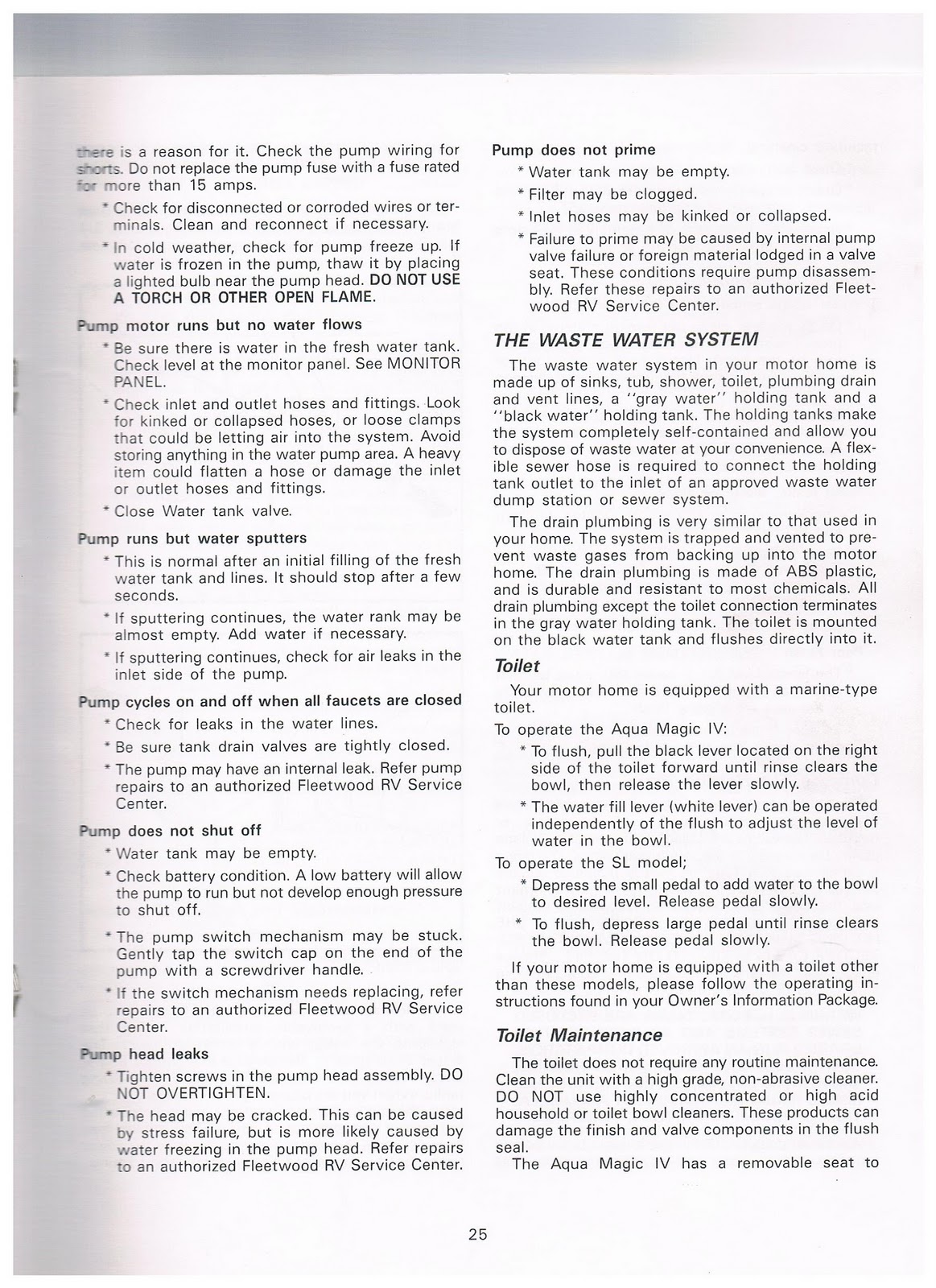 1983 Fleetwood Pace Arrow Owners Manuals: 1988 Pace Arrow Owners manual