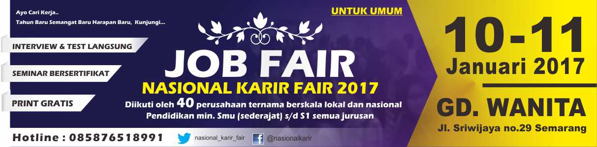 Info Bursa Kerja Nasional Karir Fair 2017 Di Gedung Wanita 