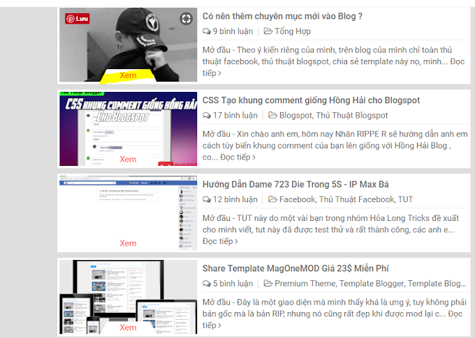 Cách thêm nút "XEM" vào thumbnail cho blog