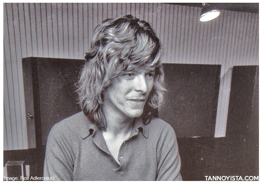 David Bowie in front of the Tannoyista Lockwood Majors at Trident Studios