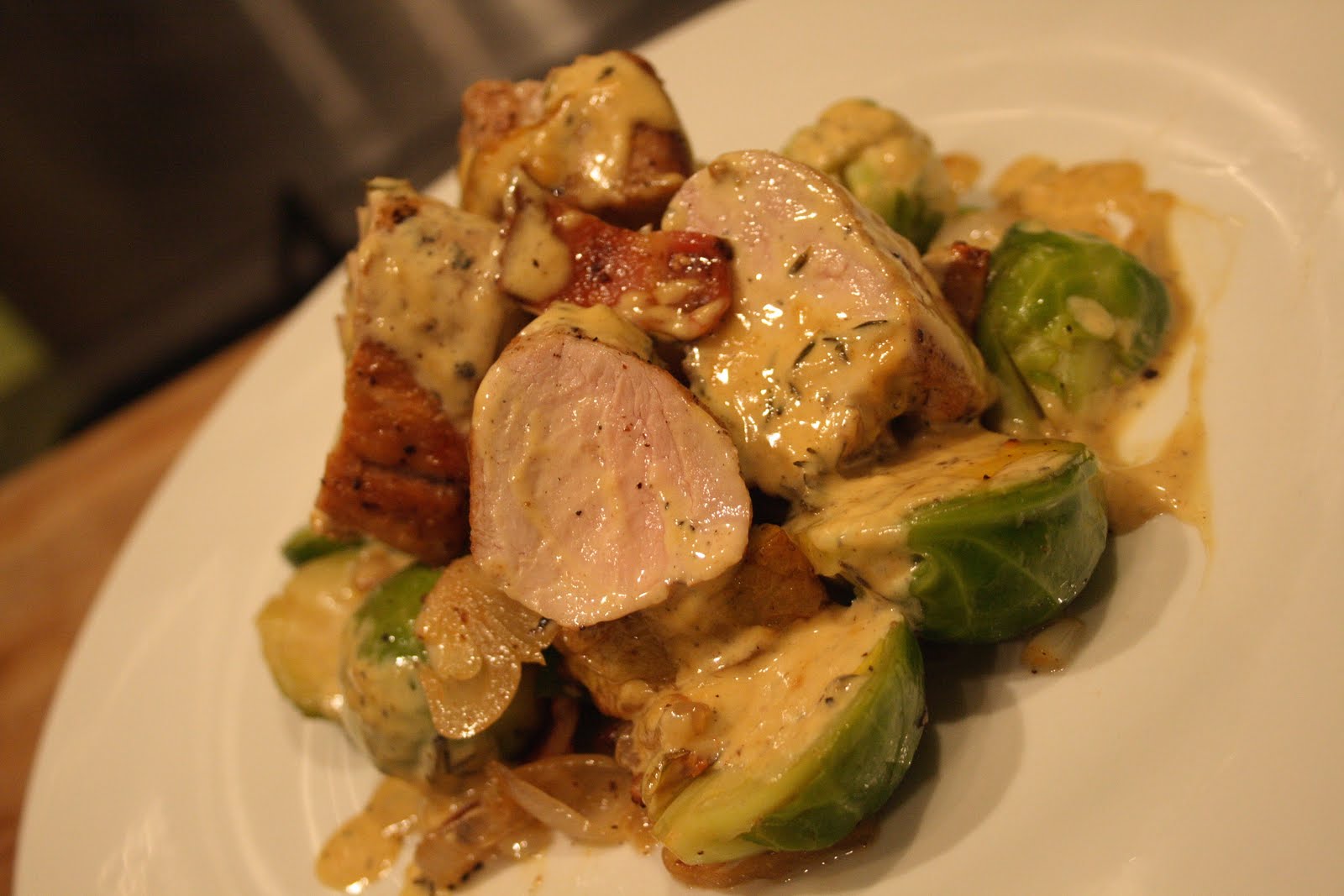 Fresca Pork Tenderloin with Fancy Brussel Sprouts and a Mustard Lemon