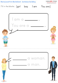 MamaLovePrint 自製工作紙 - 英文句子 I am / You are / We are 幼稚園工作紙 I am / You ...