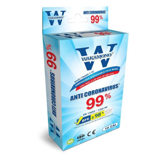 [THÙNG] KHẨU TRANG WAKAMONO (4 LỚP, 10 CÁI/HỘP, 170 HỘP/THÙNG)