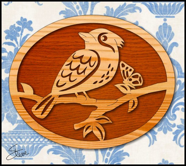 Scrollsaw Perched Bird Scroll Saw Pattern.