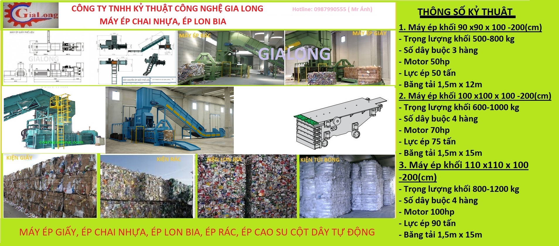 MÁY ÉP PHẾ LIỆU DẠNG NẰM - 0987990555