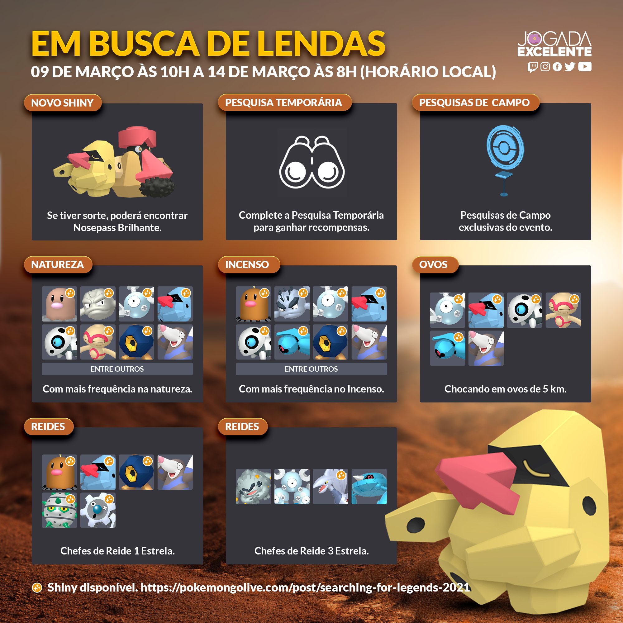 Farejem Pokémon Lendários no evento Em busca de lendas! – Pokémon GO