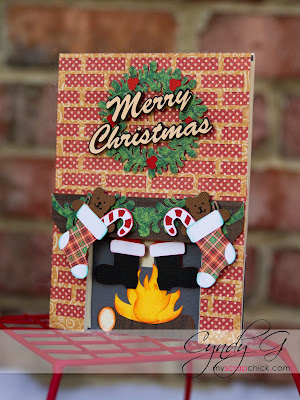 Santa sliding down the chimney card