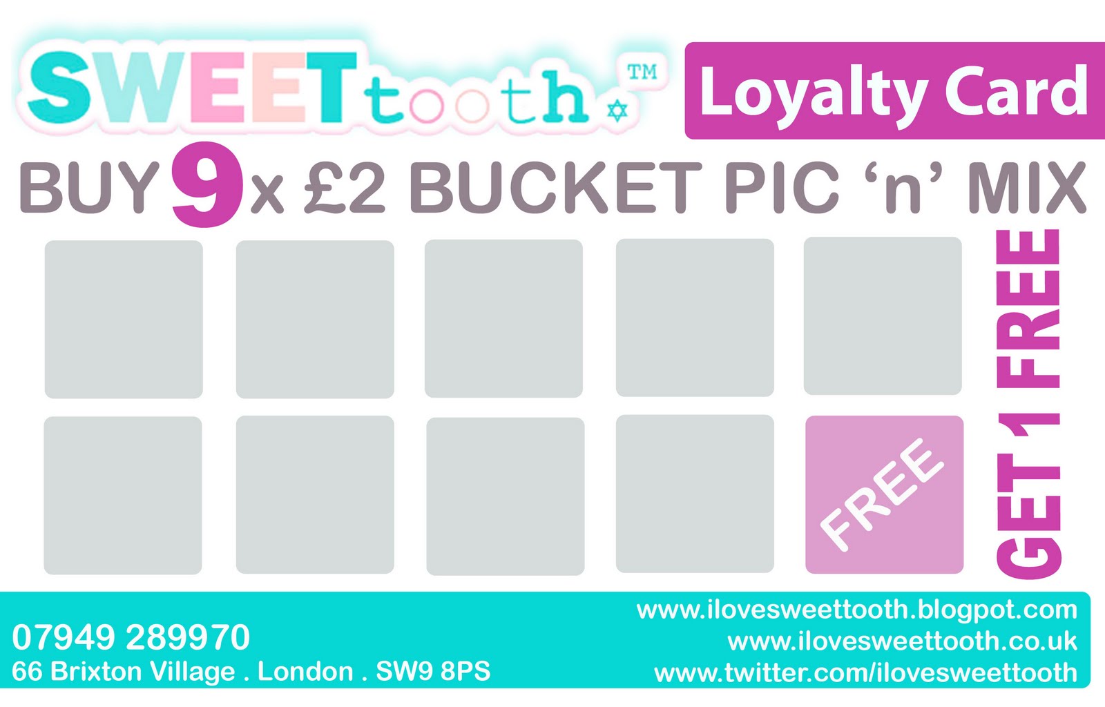 Sweet Tooth: Sweet Tooth Loyalty Card