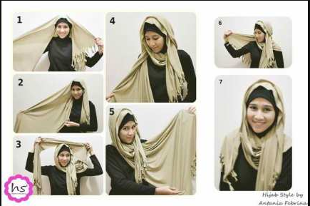 cara memakai jilbab pashmina modern