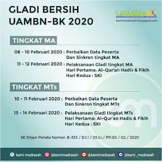 Jadwal Gladi Bersih UAMBN-BK 2020
