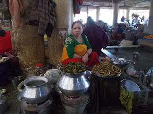 A woman run eatable stall in Ima Keithel market in Imphal