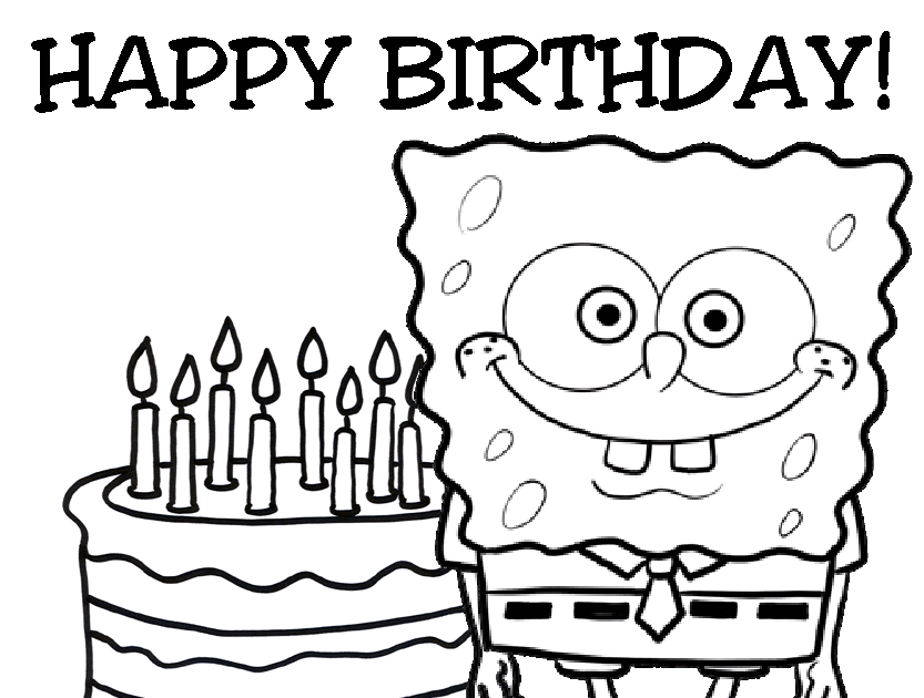 SpongeBob happy birthday coloring page