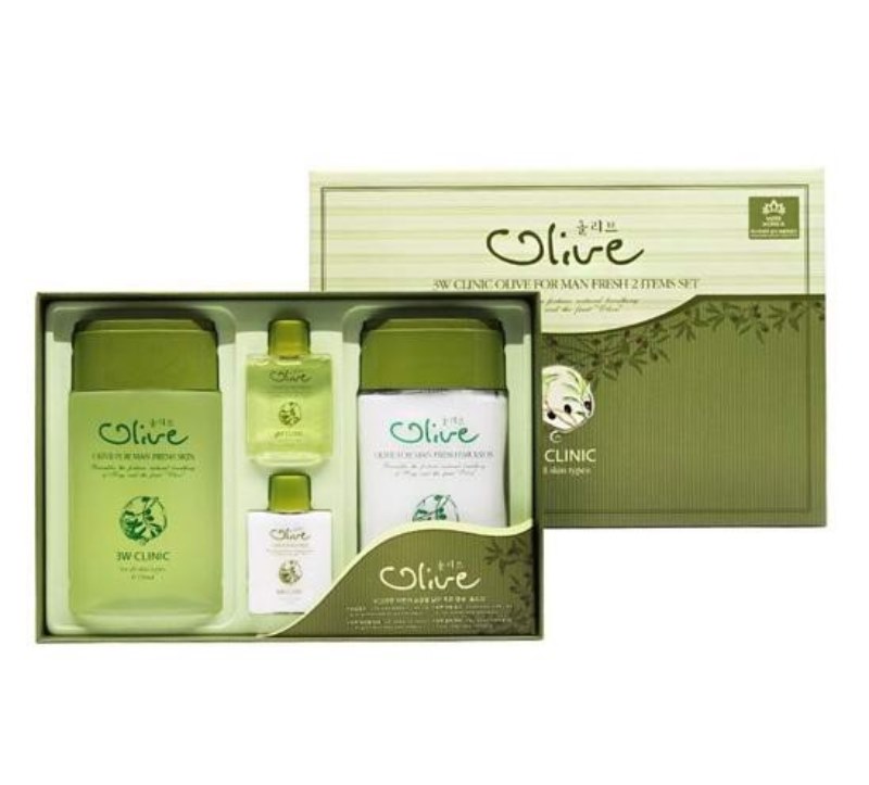 Bộ 2 sản phẩm dưỡng trắng da nam tinh chất dầu Olive 3W CLINIC OLIVE FOR MAN SET