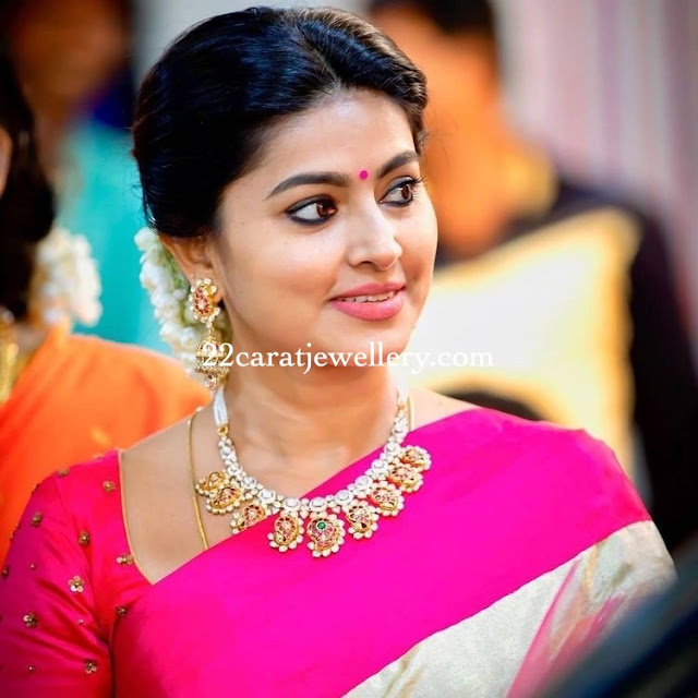 Sneha Prasanna in Polki Mango Choker - Jewellery Designs