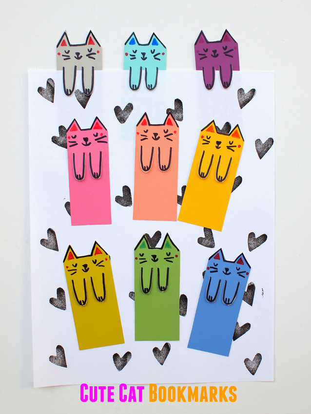 cute Cat bookmarks- turn paint chips into cute bookmarks with this easy tutorial