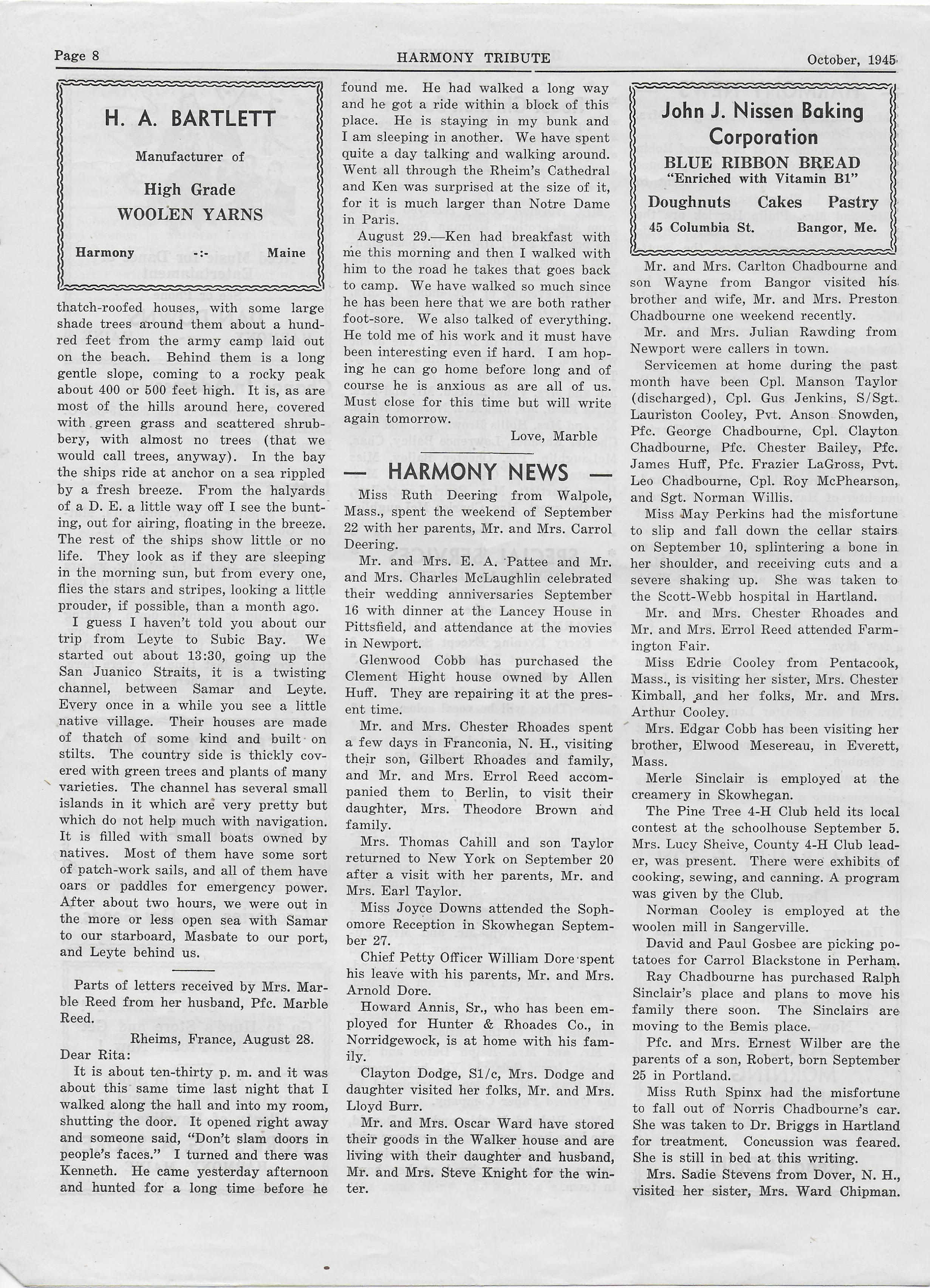 Heirlooms Reunited October 1945 Issue of the Harmony Tribute of