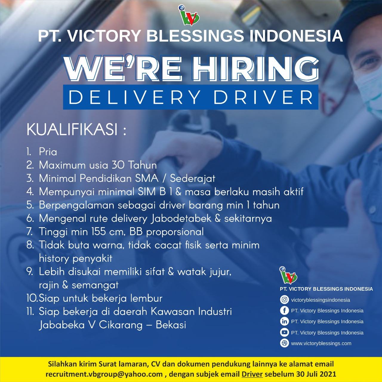 Delivery Driver – PT. Victory Blessings Indonesia