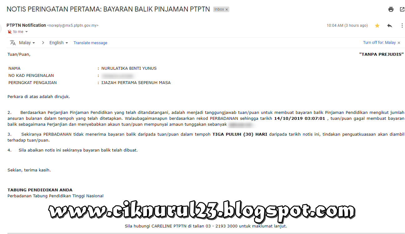 Dapat Notis Bayaran Balik Pinjaman Ptptn Sii Nurul Sii Nurul Menulis Untuk Berkongsi