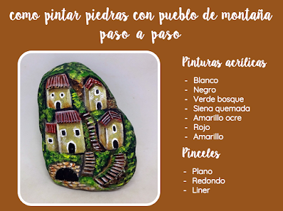 COMO PINTAR PIEDRAS CON PUEBLO DE MONTAÑA PASO A PASO