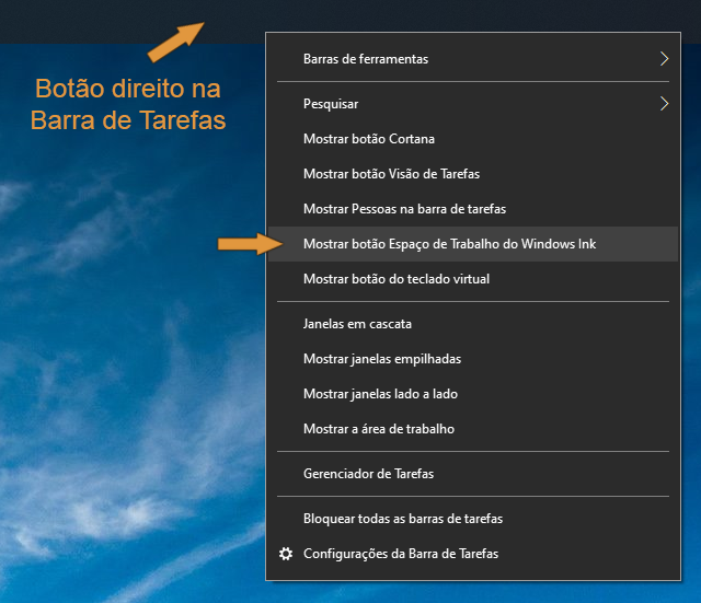 Ajuda Online Windows Ink Whiteboard e Captura de Tela