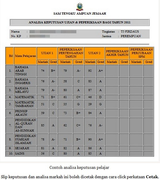 . SEMAKAN KEPUTUSAN PEPERIKSAAN PELAJAR OLEH IBU BAPA SECARA ONLINE