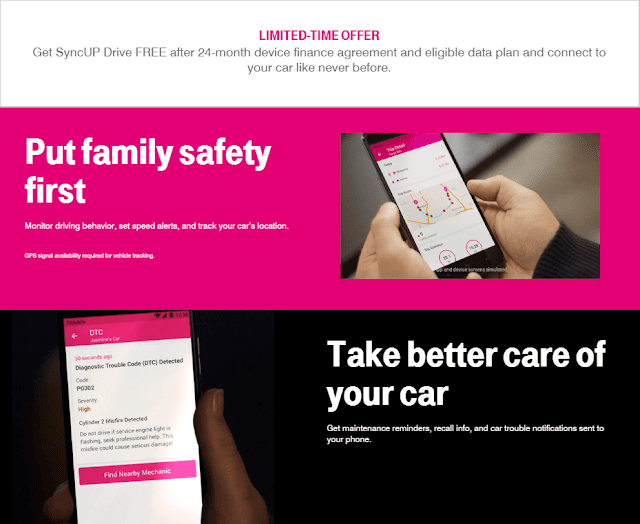 In Vehicle Dash Camera TMobile SyncUP Device with a Live Streaming