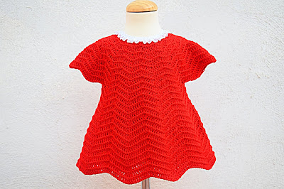 Crochet Imagen Vestido rojo navideño en conjunto con capa por Majovel Crochet