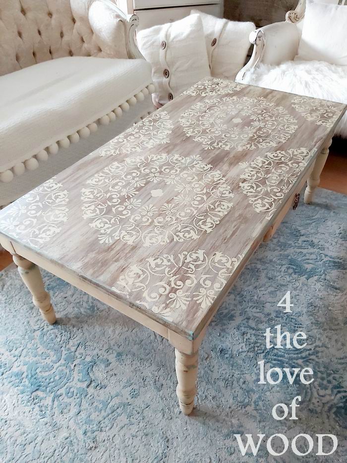 4 the love of wood STENCILING OLD FURNITURE table makeover