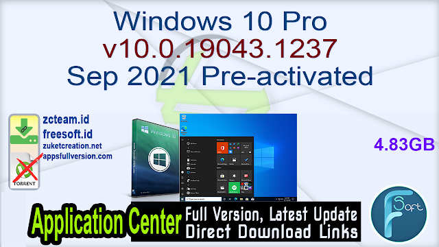 Windows 10 Pro v10.0.19043.1237 Sep 2021 Pre-activated