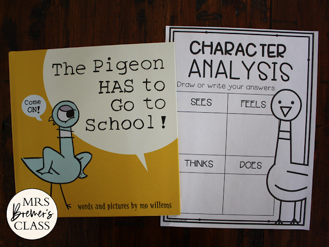 Pigeon HAS to Go to School book study activities unit with Common Core aligned literacy companion activities & craftivity for Kindergarten & First Grade