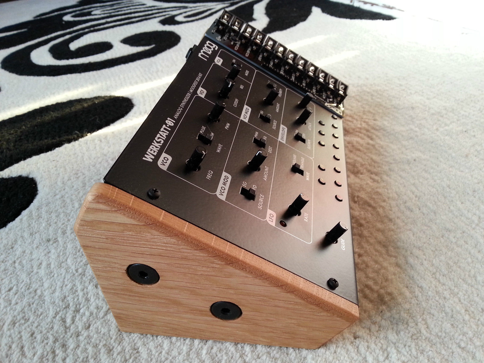 MATRIXSYNTH SOLID OAK WOOD END CHEEKS STAND FOR MOOG WERKSTATT 01