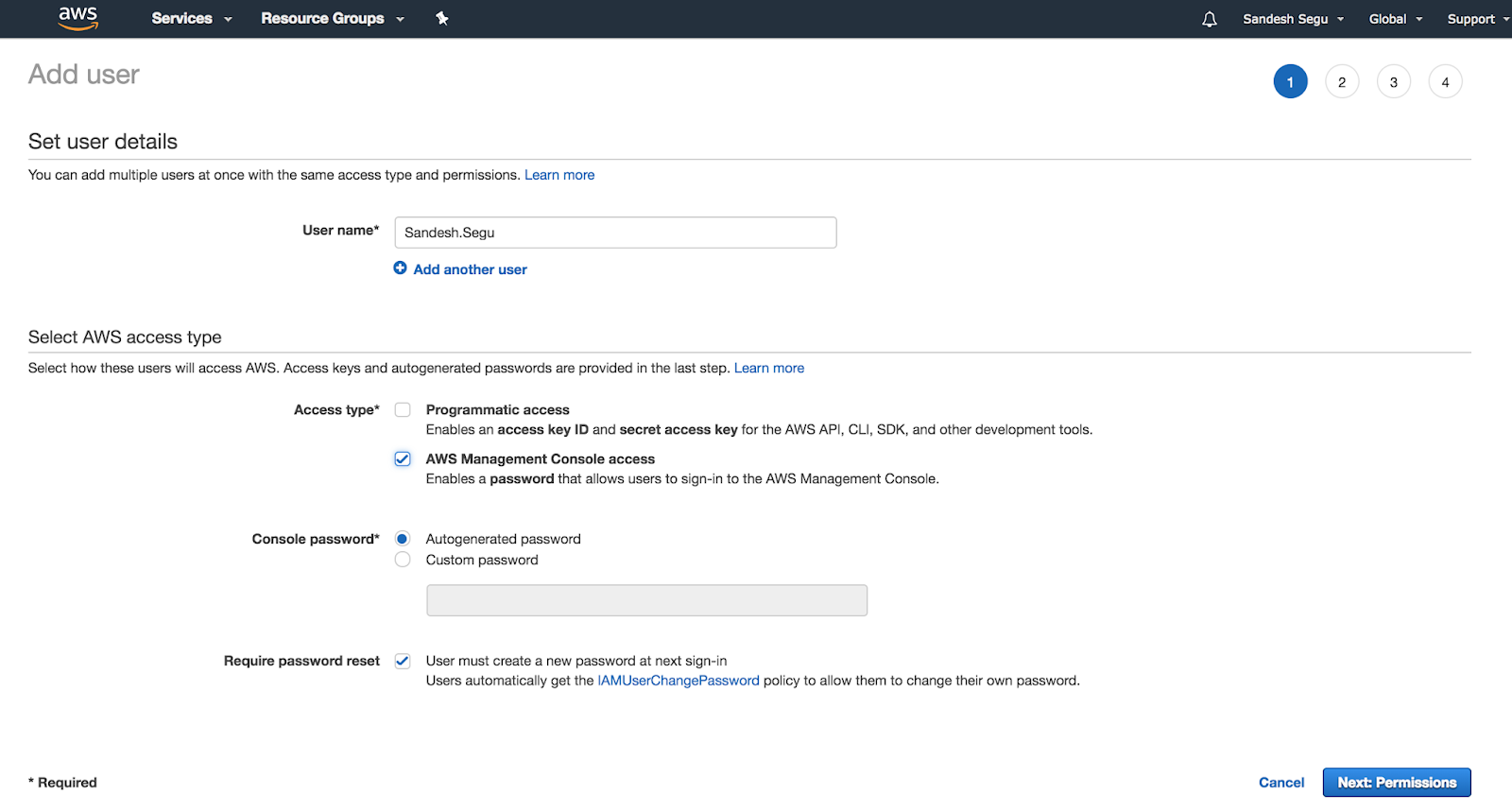 Choose the option "Attach Existing Policies Directly" and select "Administrator Access"
