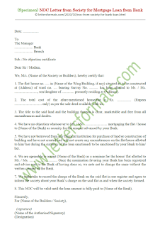 noc loan society bank letter format owns applying purchasing builder process flat