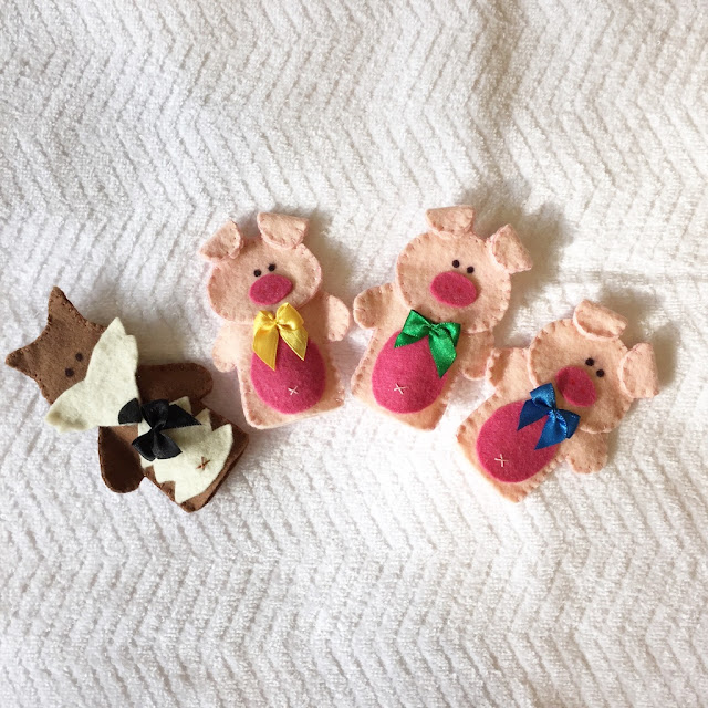 Dedoches de Feltro Os Três Porquinhos | @ateliemadrica