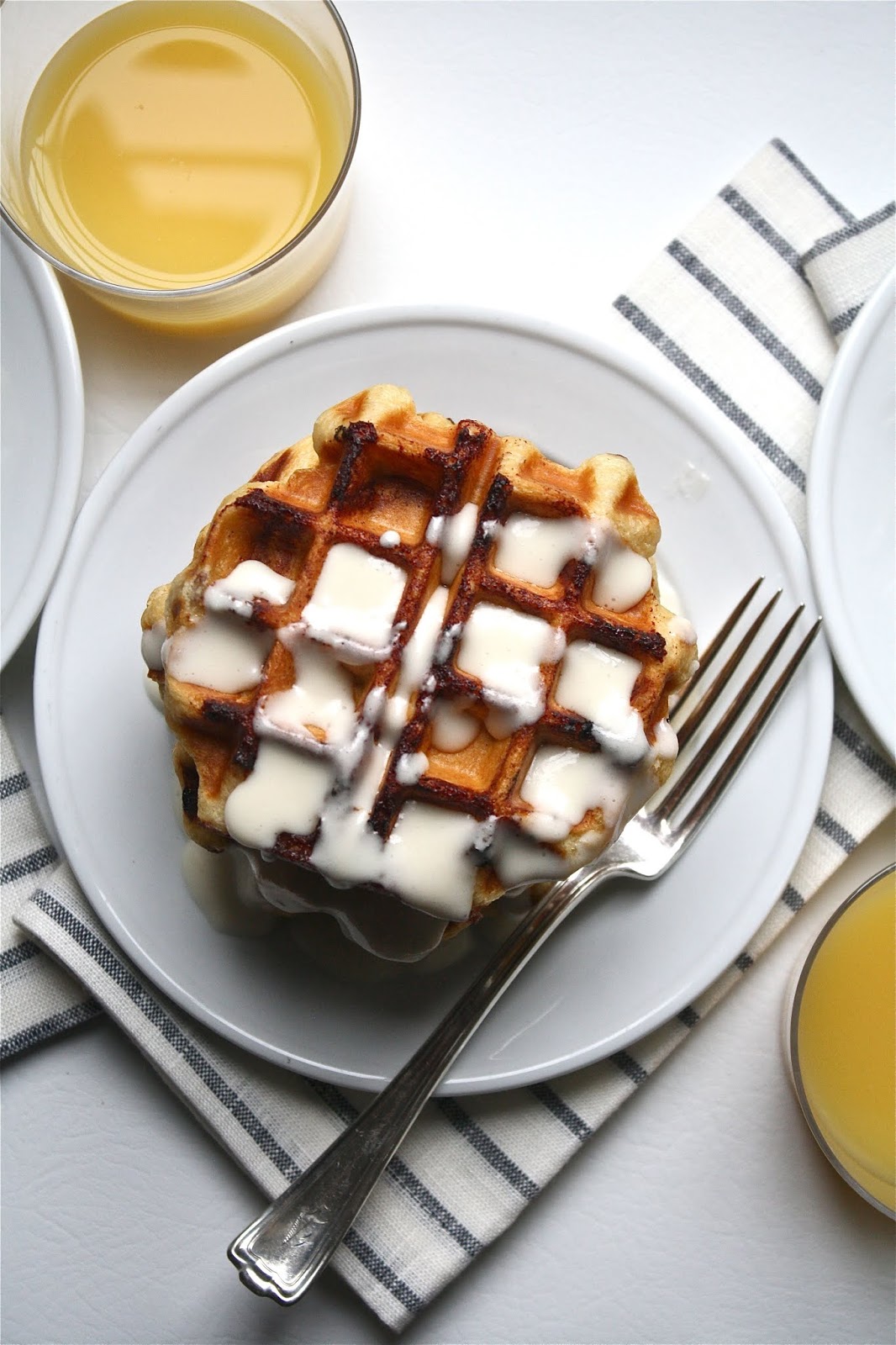salted sugared spiced™ Cinnamon Roll Waffles with Maple Cream Cheese
