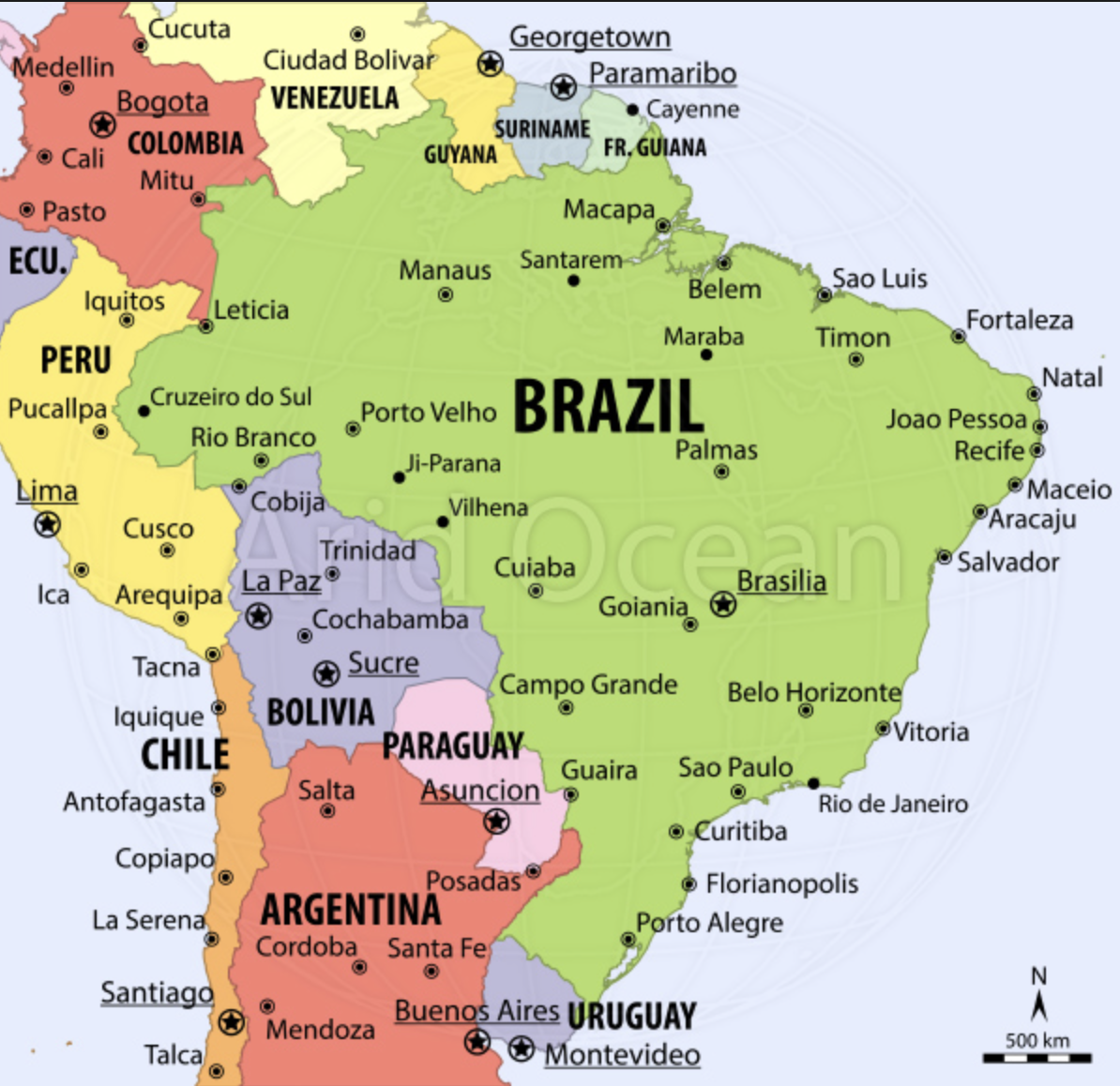 Столица бразилии на политической карте. Карта Бразилии с городами на английском. Расположение Бразилии на карте. Местоположение Бразилии на карте.