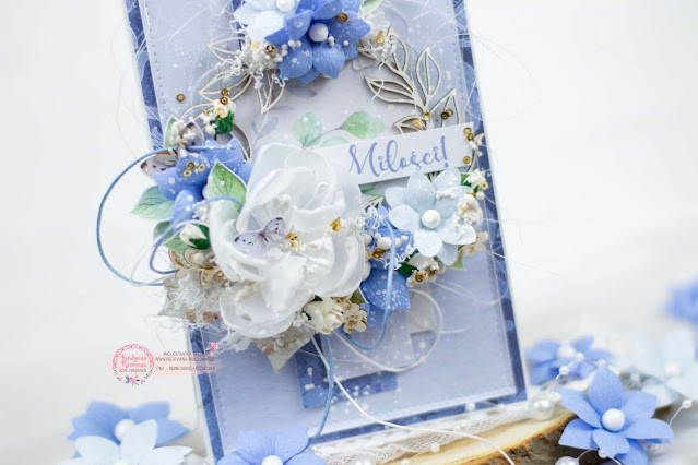Kartka ślubna w odcieniach błękitu z kolekcji Serenity od LEmonCraft.