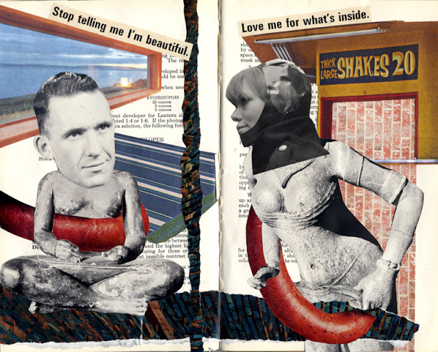 Collages in altered book 