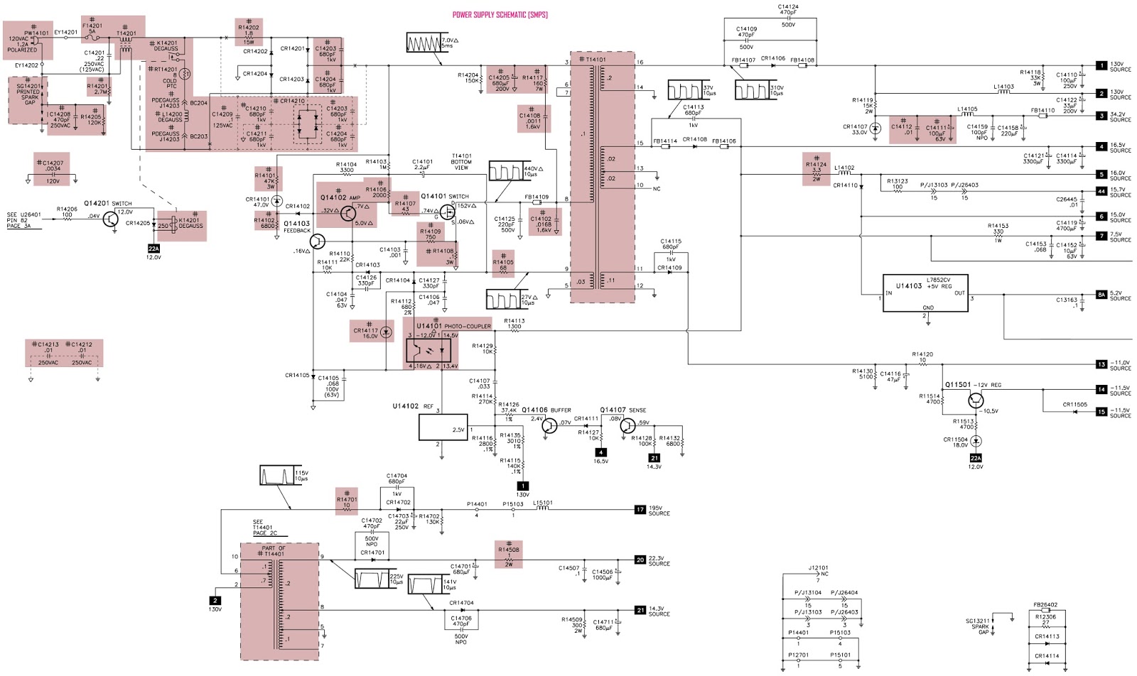 Electro help: POWER SUPPLY CIRCUIT DIAGRAM [Schematic] - GE 27GT 630TX