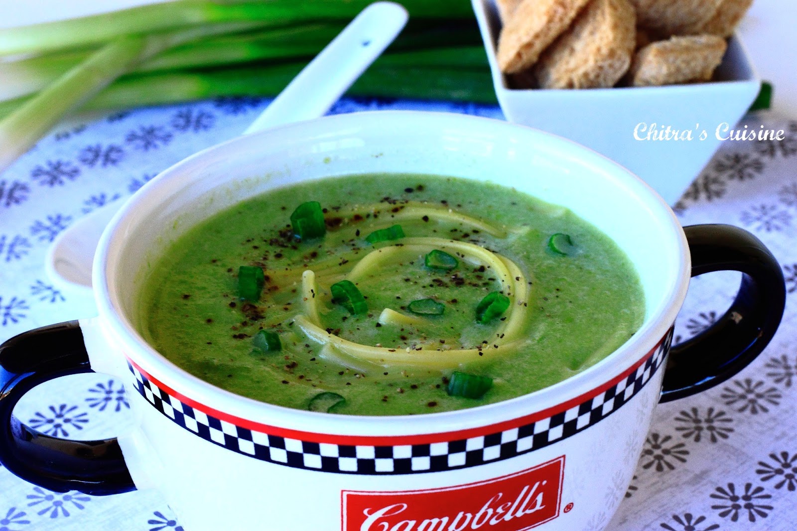 Chitra's Cuisine: Spring Onion and Spaghetti Soup
