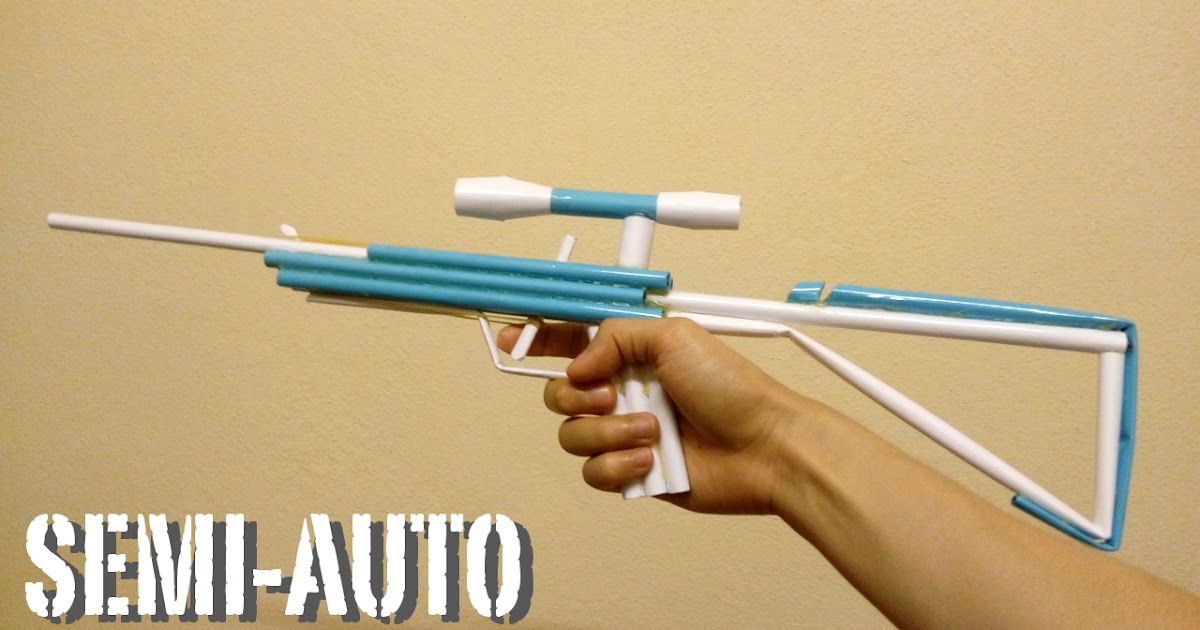 Yoshiny's Design How to make a Paper Sniper Rifle 6 shots Semiauto rubber band gun.