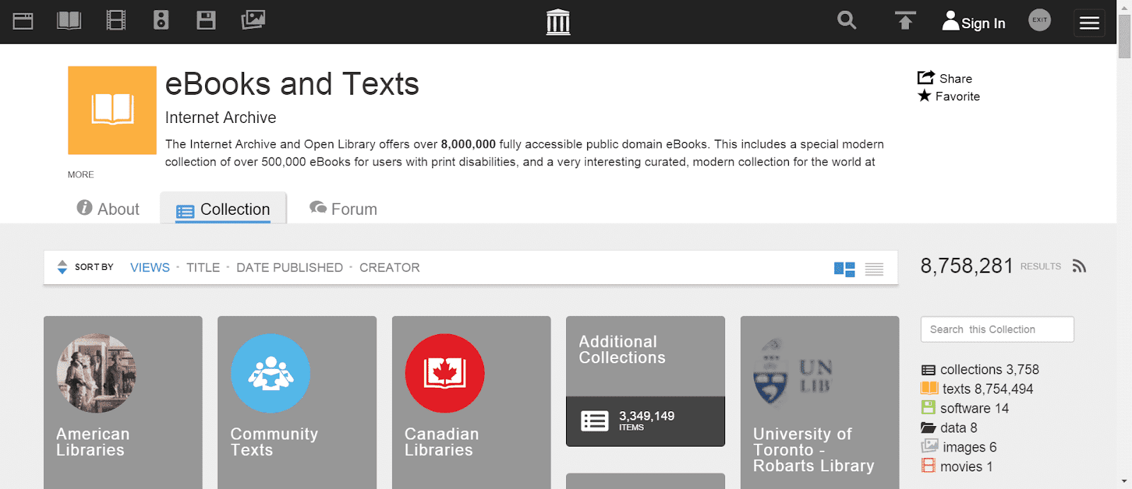Sites txt. Archive text. Text about Internet. Internet Archive. Robarts Library.
