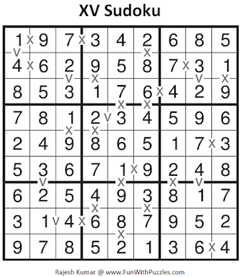 XV Sudoku (Fun With Sudoku #93) Solution