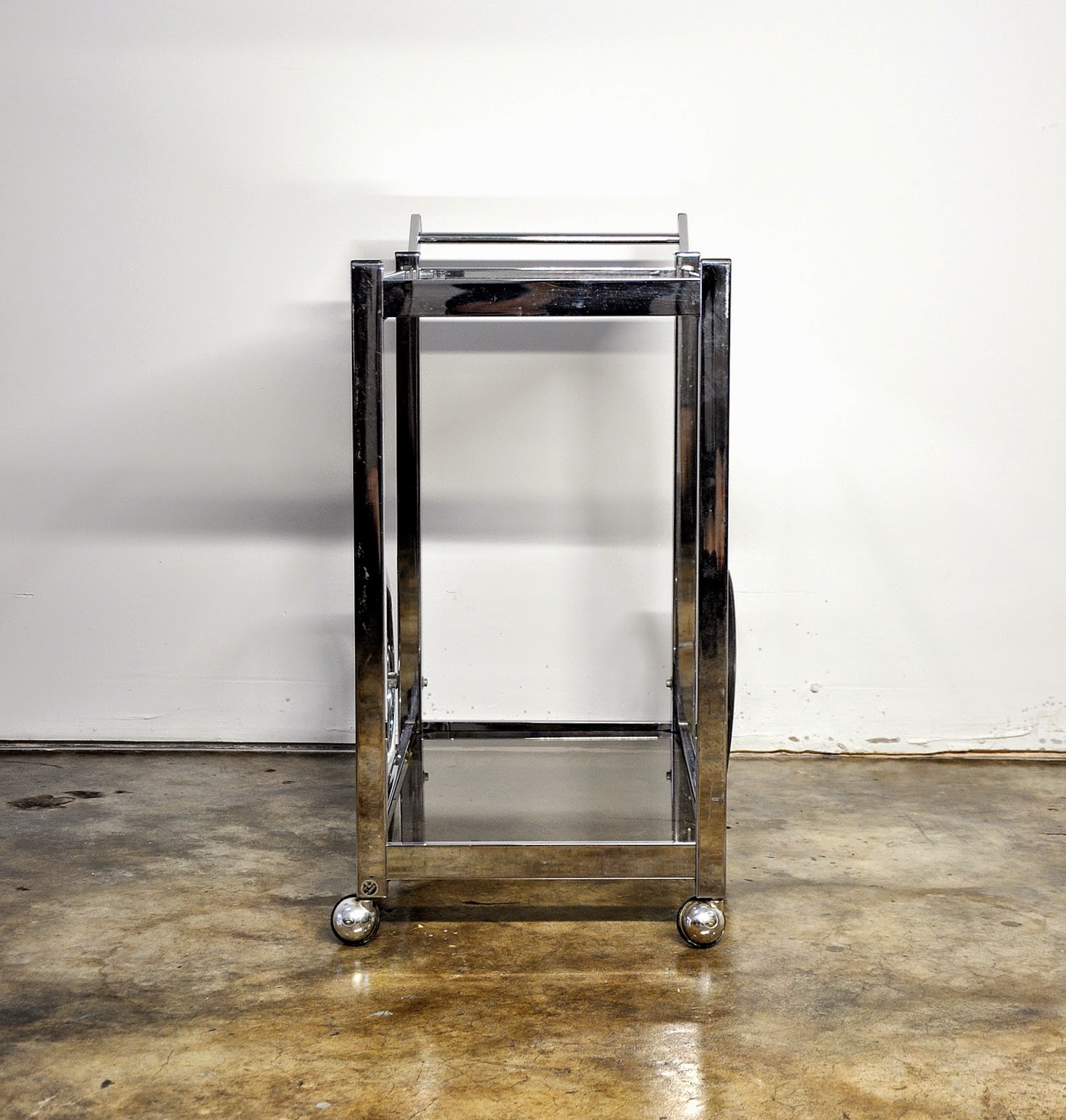 SELECT MODERN Mid Century Modern Chrome Rolling Bar Serving Cart