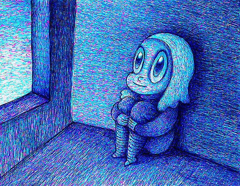 Девочка в синей комнате