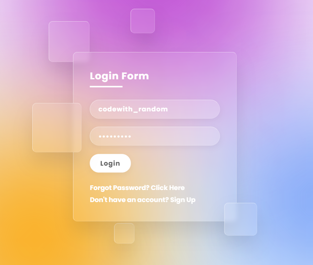 Glassmorphism Login Form Using HTML & CSS