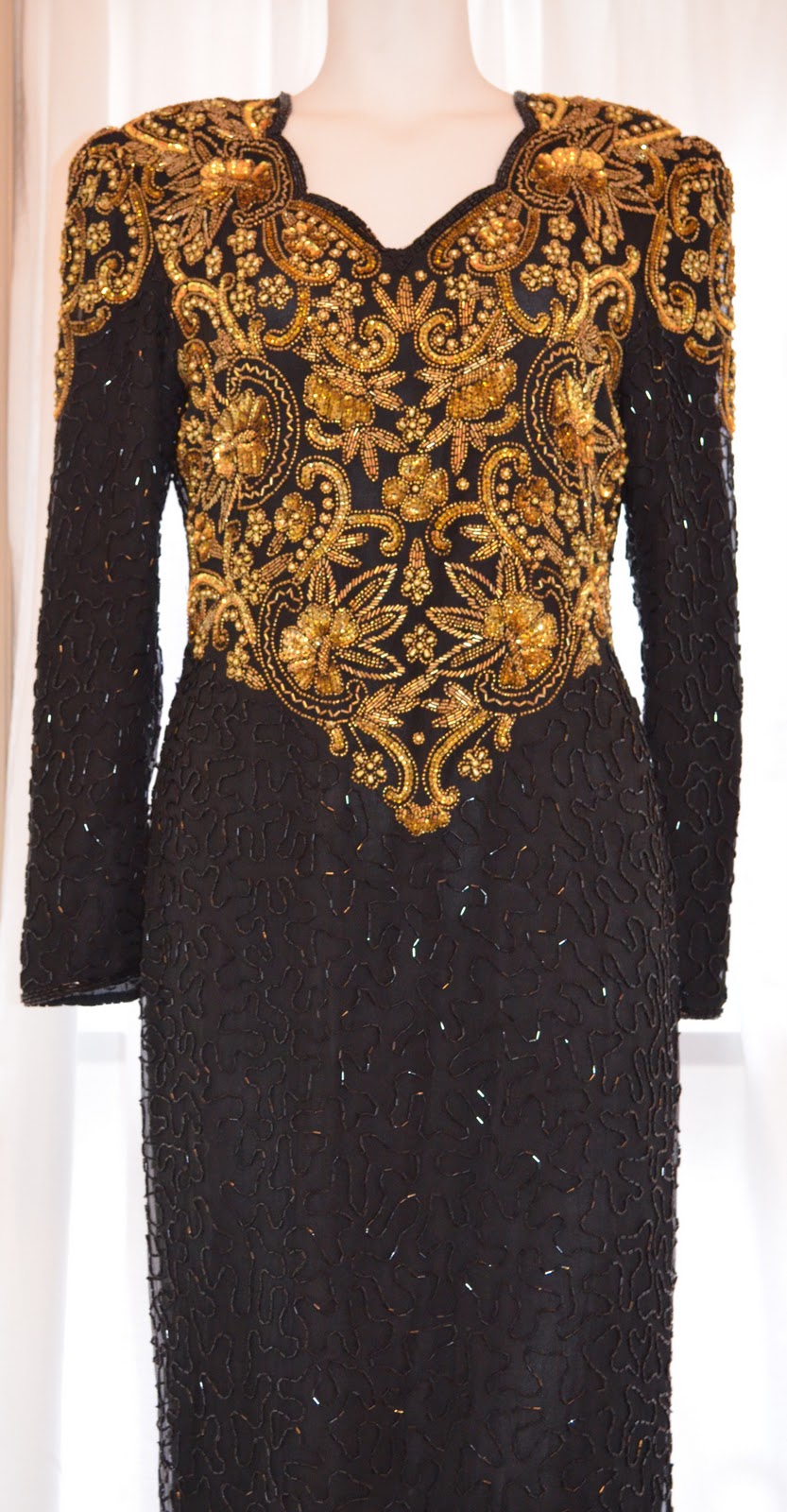 Verseastyle Boutique: SOLD! Black/ Gold Sequin/Bead Long Dress: $100.00